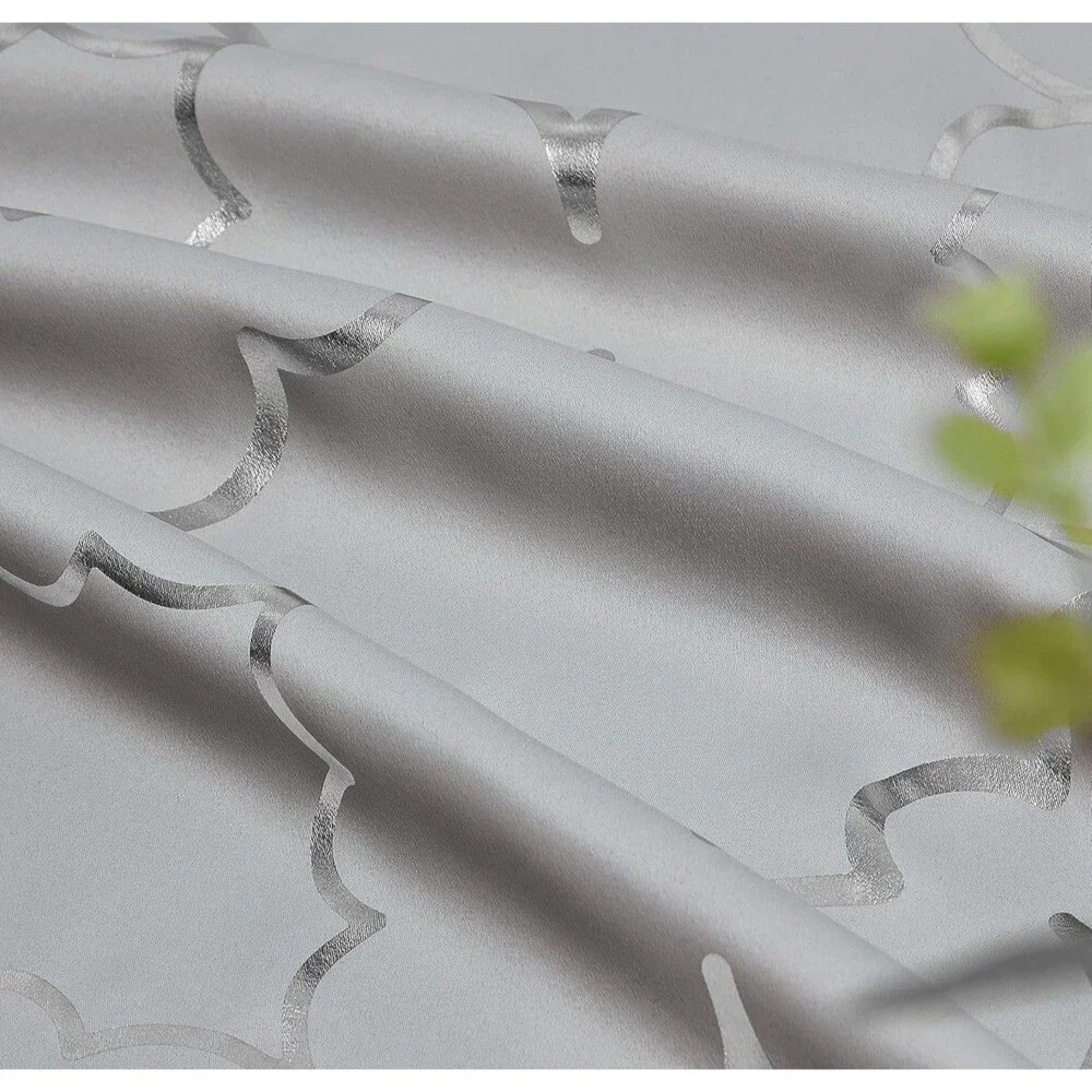 Foil Silver Blackout Window Curtains for Bedroom Living Room 95inch Long